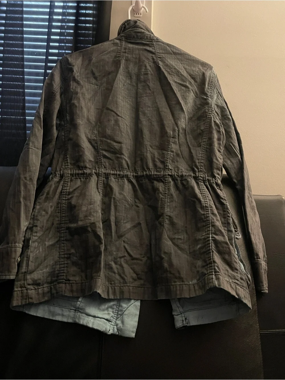 Free People Double Cloth Jacket  Military Drawstring Size XS Gray NWOT - Picture 11 of 15